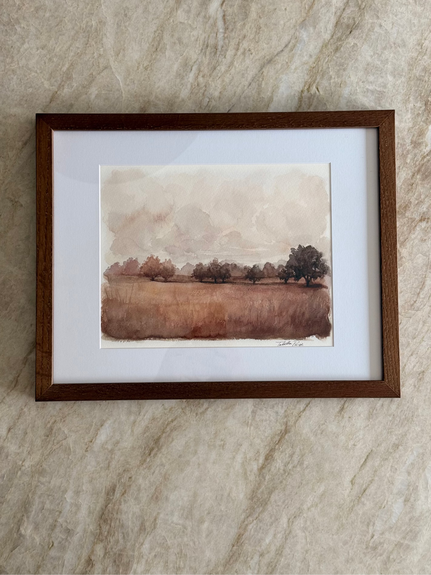 Framed Autumn Mist Watercolor