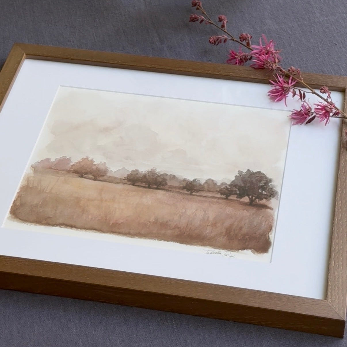 Framed Autumn Mist Watercolor